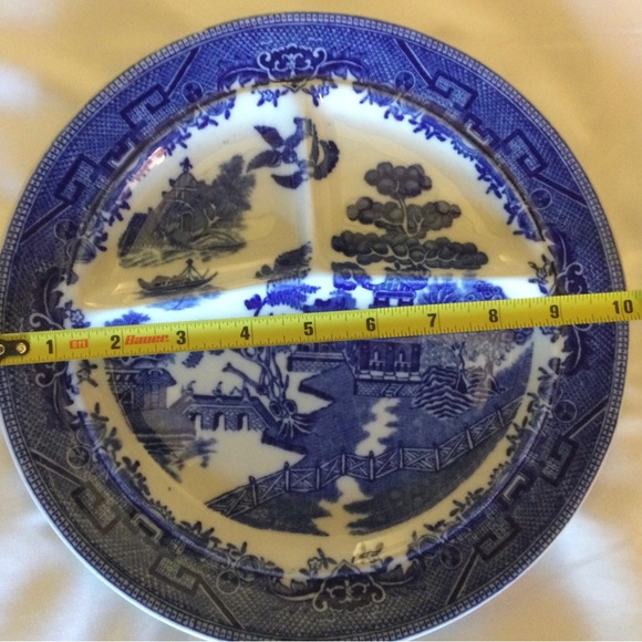 IDEAL GRILLE PLATE BLUE WILLOW PATTERN (like) MADE IN USA 10” PORTIONED PLATE - Picture 4 of 6